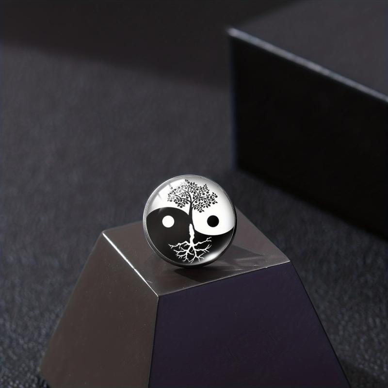Yin Yang Tree Of Life Collar Pin Retro Tree Yin Yang Eight Flowers