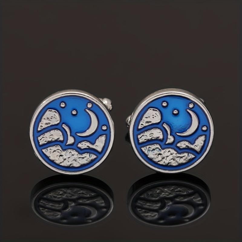Round Map Cufflink For Men Shirt Cufflinks Wedding Suit