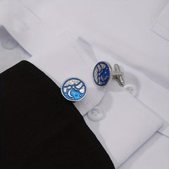 Round Map Cufflink For Men Shirt Cufflinks Wedding Suit