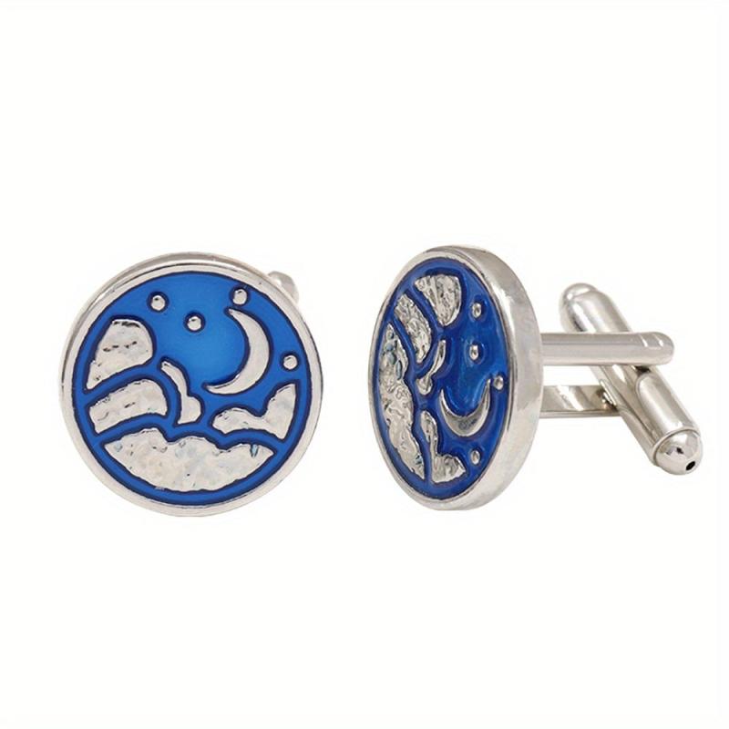 Round Map Cufflink For Men Shirt Cufflinks Wedding Suit