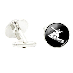 Glass Gem Cufflinks for Men Outdoor Sports Theme Skateboard Skating Cuff Link