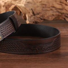 Western Cowboy Bull Head Embossed Men's Belt