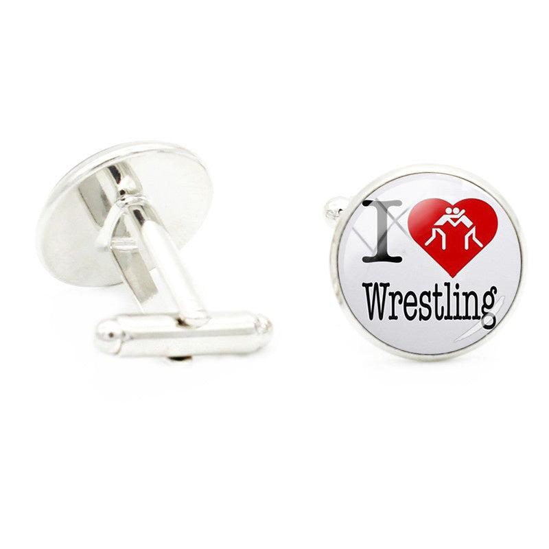 Glass Wrestling Cufflinks Men's Wedding Shirt Art Pattern Love Cufflink