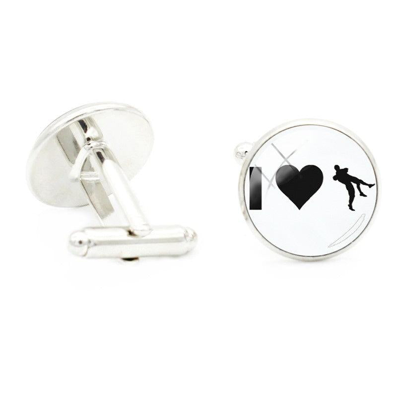 Glass Wrestling Cufflinks Men's Wedding Shirt Art Pattern Love Cufflink