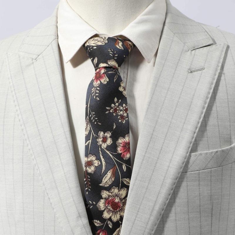 Men's Floral Print Necktie for Wedding Party Business