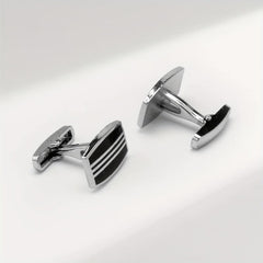 High-End Square Striped Cufflinks for French Shirt