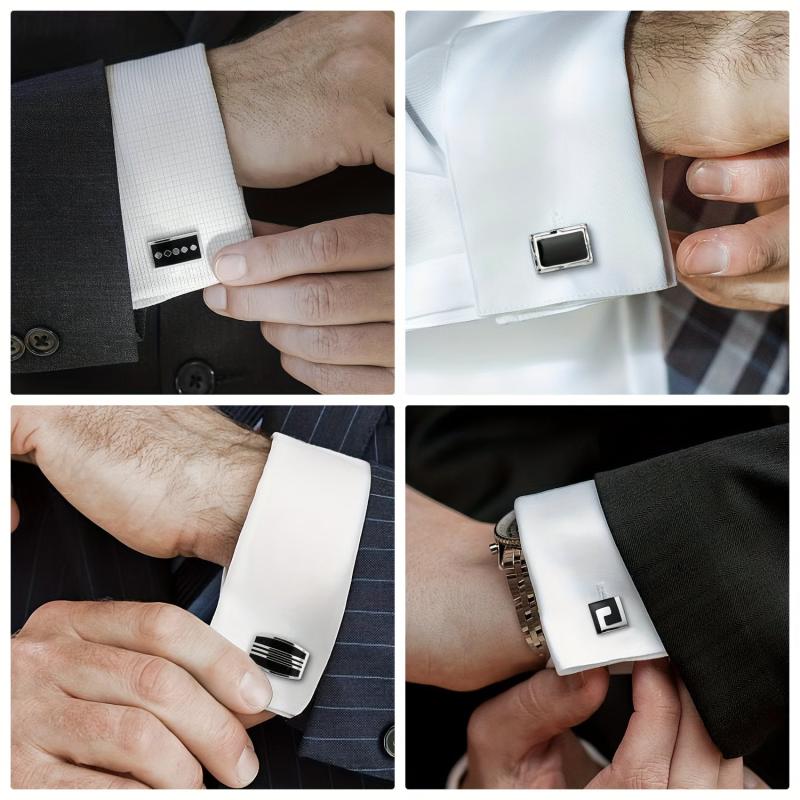 High-End Square Striped Cufflinks for French Shirt