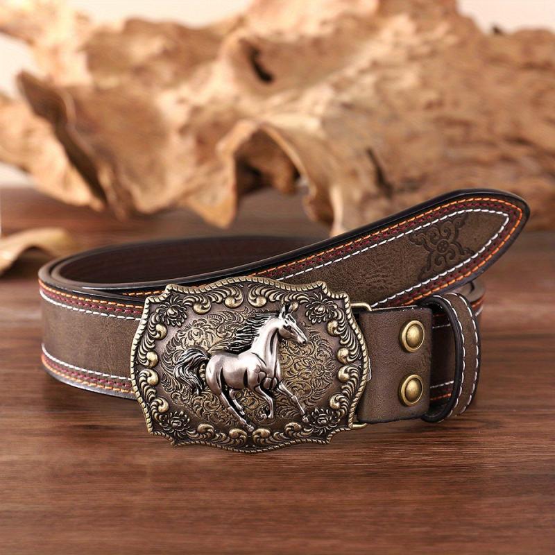 Pony Buckle Western Cowboy Retro Men's Belt