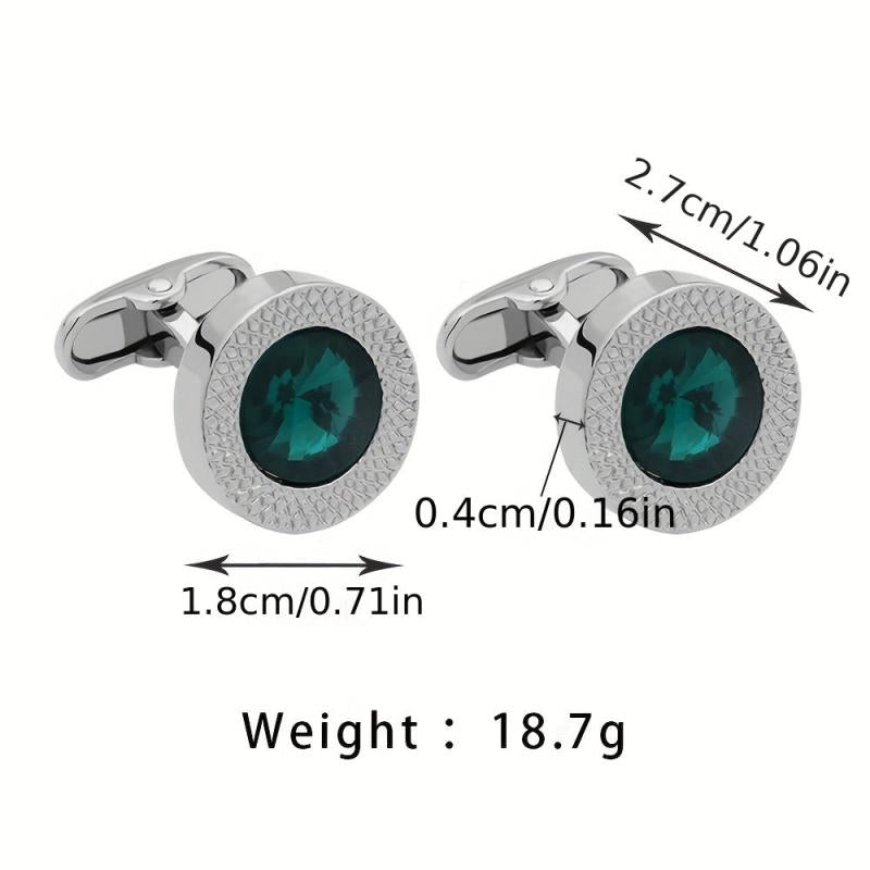 Men's Zircon Cufflinks Metal Round Cufflinks