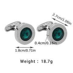 Men's Zircon Cufflinks Metal Round Cufflinks