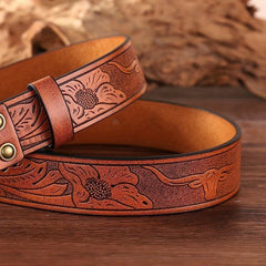 Men's Retro Bull Head Pattern Buckle PU Leather Belt