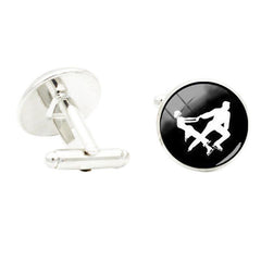 Love Pairs Skating Cufflinks Glass Gem Cuff Link Jewelry