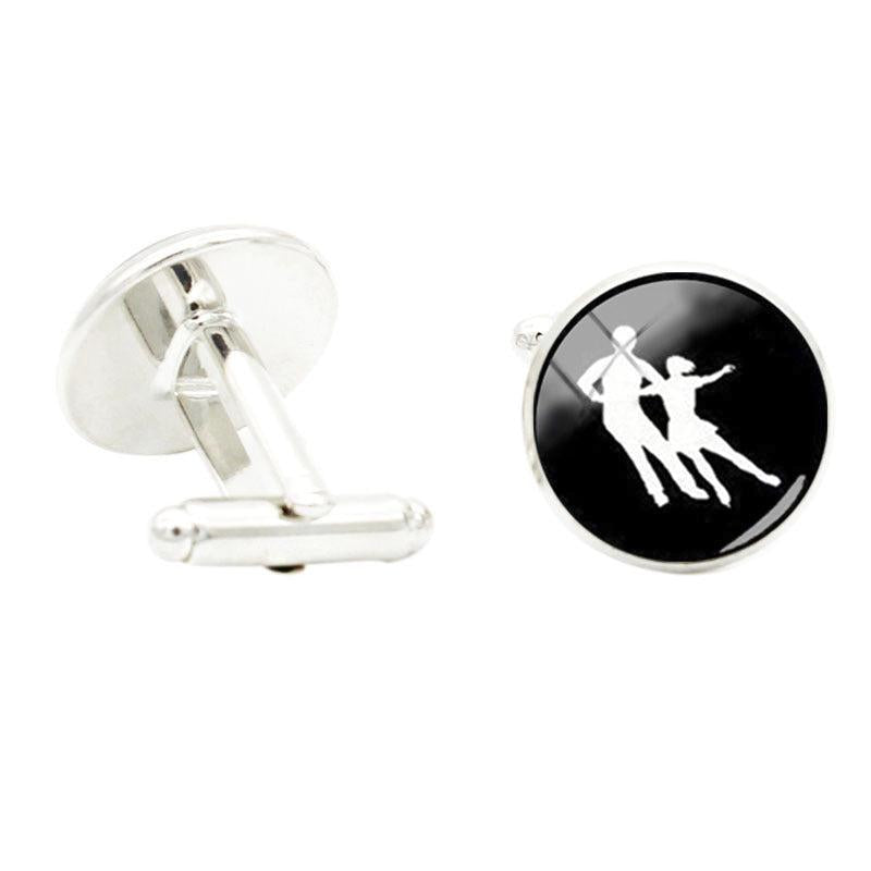 Love Pairs Skating Cufflinks Glass Gem Cuff Link Jewelry