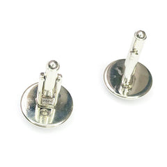 Glass Gem Rhodium Plated Fencing Cufflinks for Men