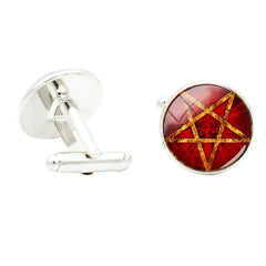 David STAR Art Photo Glass Gem Cufflinks For Men Rhodium Plated Alloy Base
