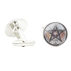 David STAR Art Photo Glass Gem Cufflinks For Men Rhodium Plated Alloy Base