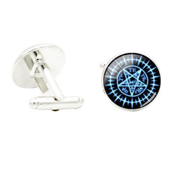 David STAR Art Photo Glass Gem Cufflinks For Men Rhodium Plated Alloy Base