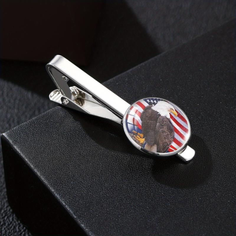 Patriotic Tie Clip With Eagle American Flag Yin Yang