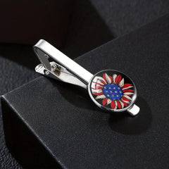 Patriotic Tie Clip With Eagle American Flag Yin Yang