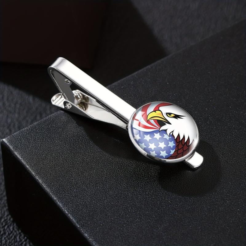 Patriotic Tie Clip With Eagle American Flag Yin Yang