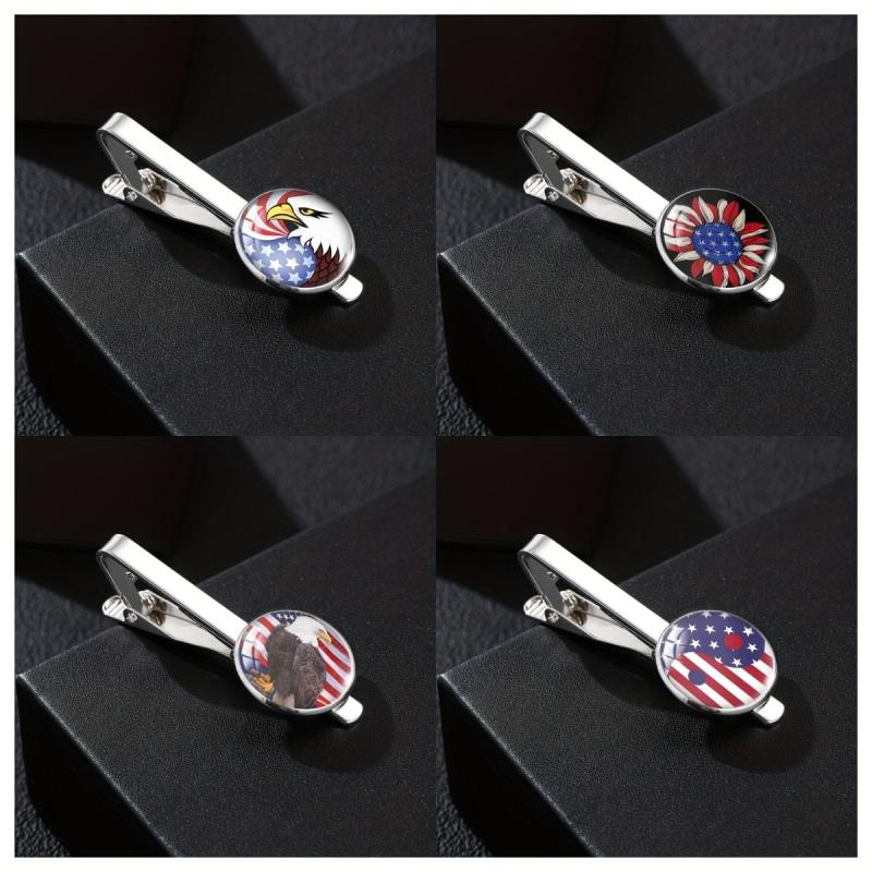 Patriotic Tie Clip With Eagle American Flag Yin Yang