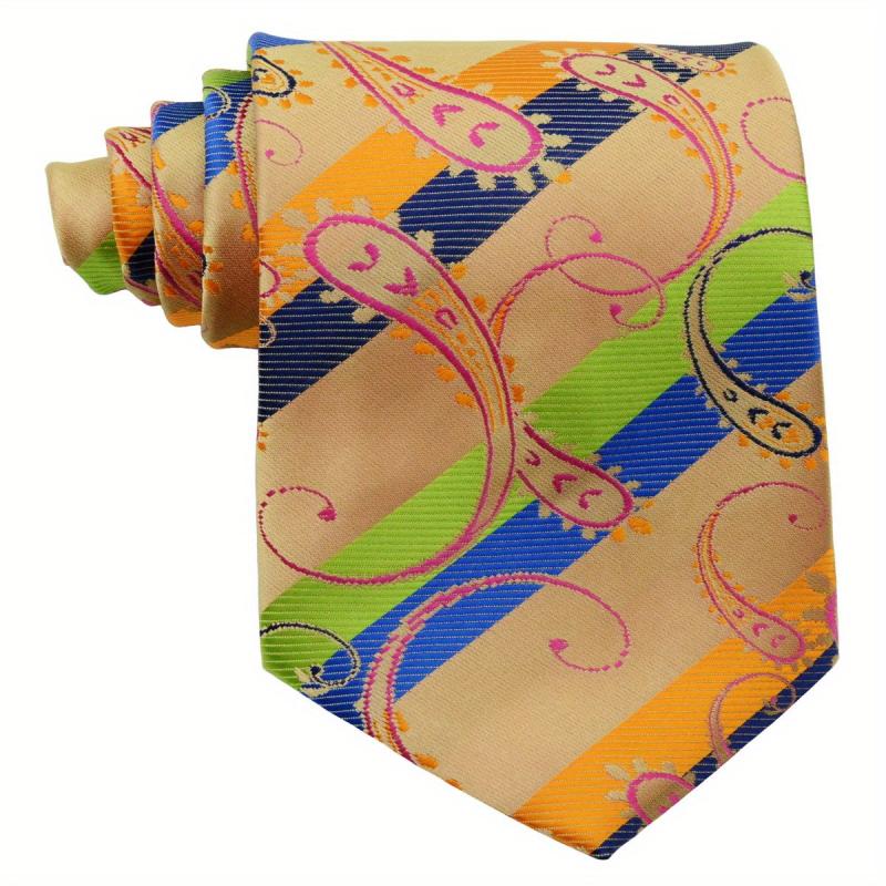 Men's Striped Print Tie with Box Packaging