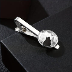 Moon & Wolf Stone Tie Clip & Cufflinks Set