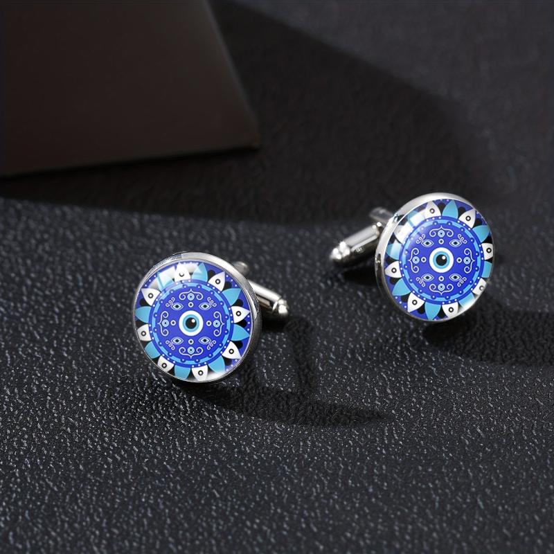 Evil Eye Cufflinks Time Gem Silver French Men's Shirt Accessories