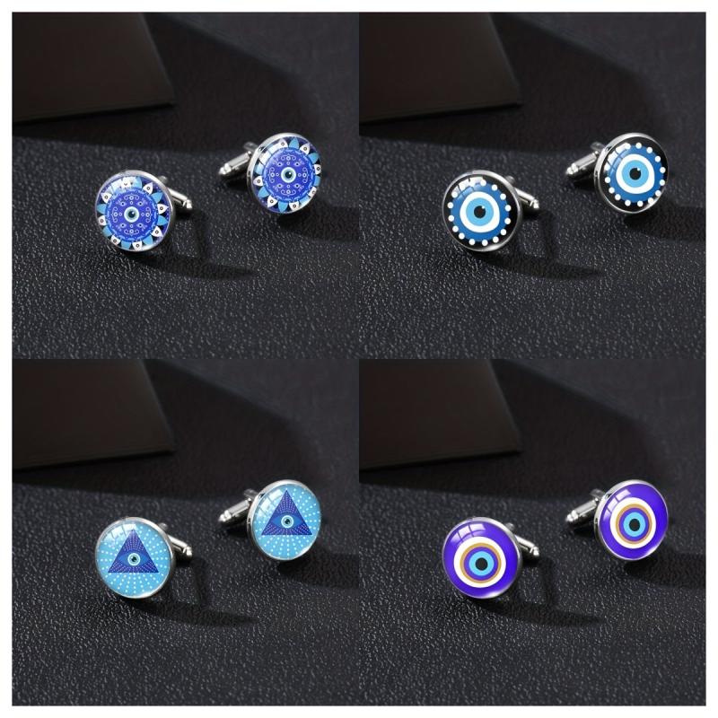 Evil Eye Cufflinks Time Gem Silver French Men's Shirt Accessories