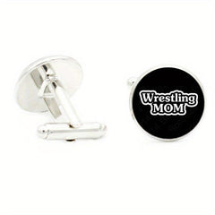 I Love Wrestling 16MM Round Glass Gem Cufflinks For Men Rhodium Plated Alloy