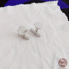 925 Sterling Silver Hexagon Cufflinks Shirt Cufflinks Versatile Accessories