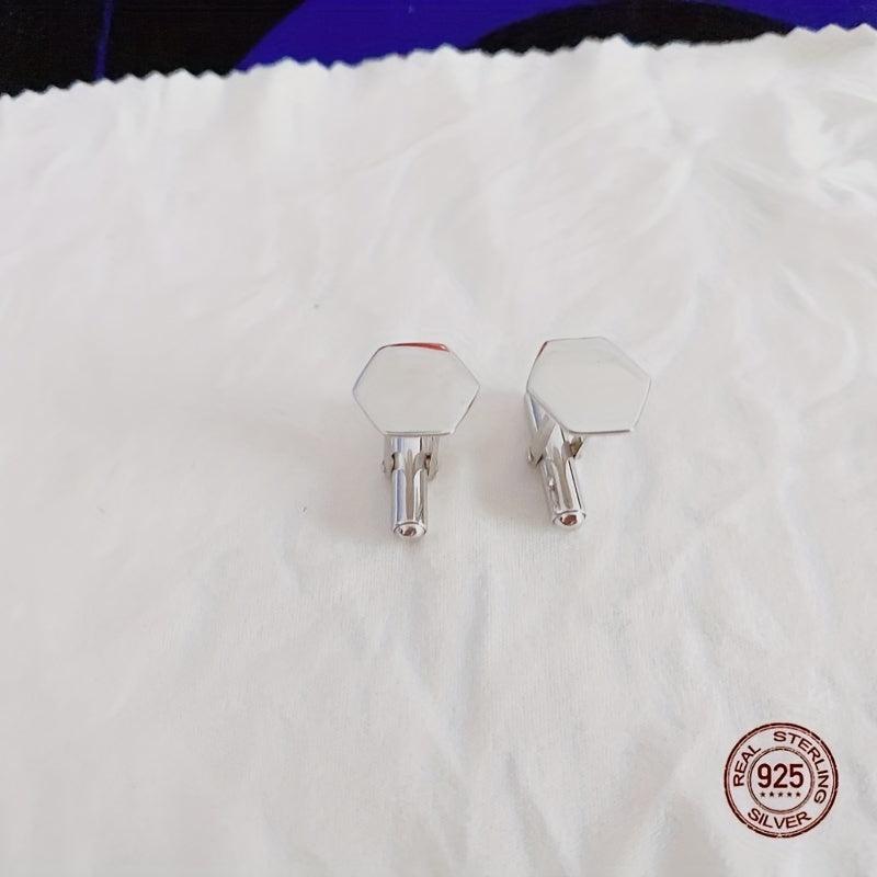 925 Sterling Silver Hexagon Cufflinks Shirt Cufflinks Versatile Accessories