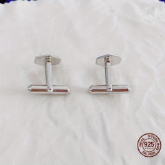925 Sterling Silver Hexagon Cufflinks Shirt Cufflinks Versatile Accessories