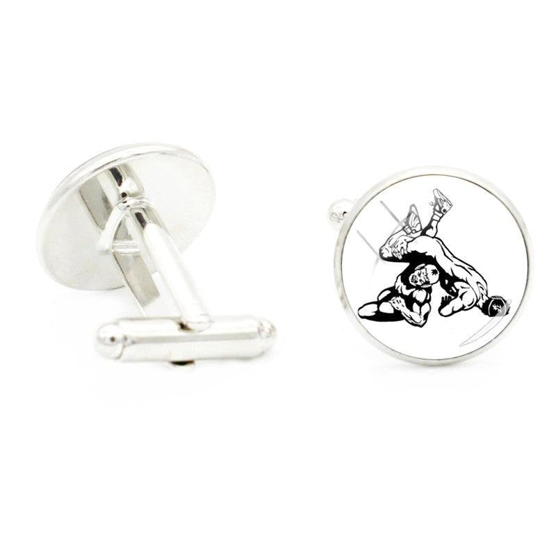 Wrestling Sport Pattern Cufflinks For Men Suit Shirt Cuff Link Jewelry