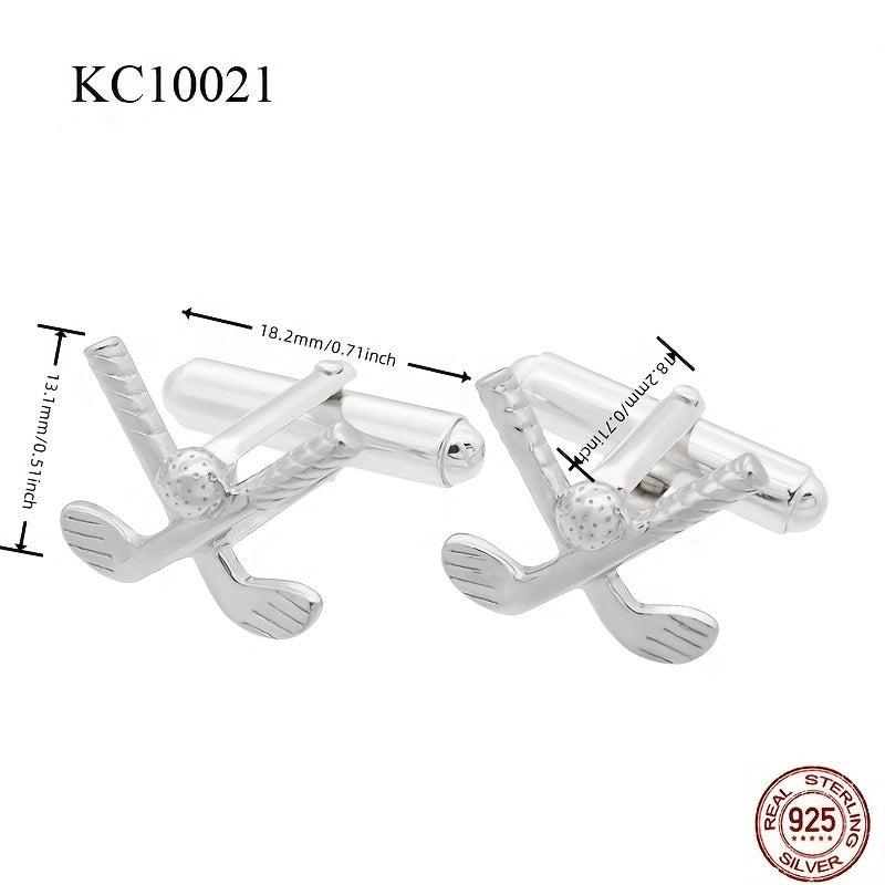 S925 Men's Golf Style Cufflinks
