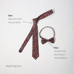 2pcs Men's Floral Necktie Bow Tie Set for Wedding
