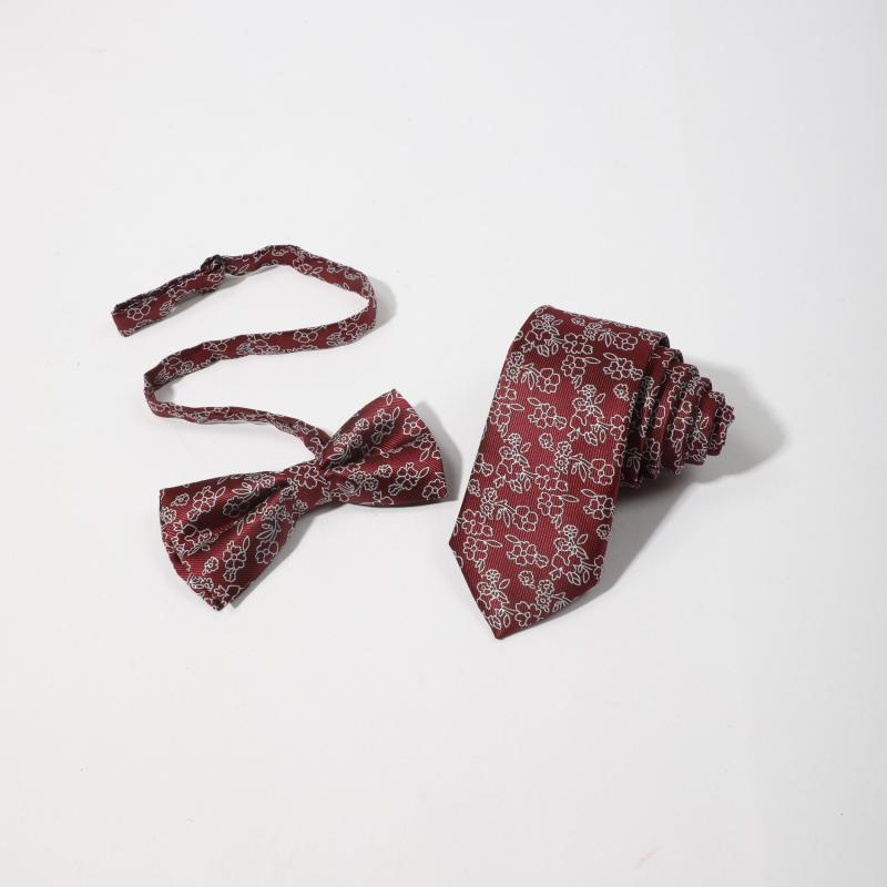2pcs Men's Floral Necktie Bow Tie Set for Wedding