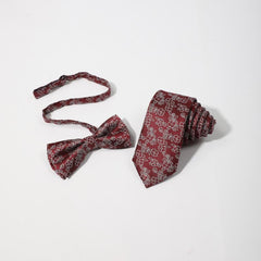 2pcs Men's Floral Necktie Bow Tie Set for Wedding