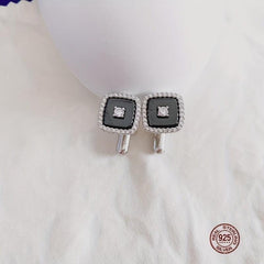 925 Silver Button Cufflinks Zirconia Shirt Cufflinks Versatile Accessories