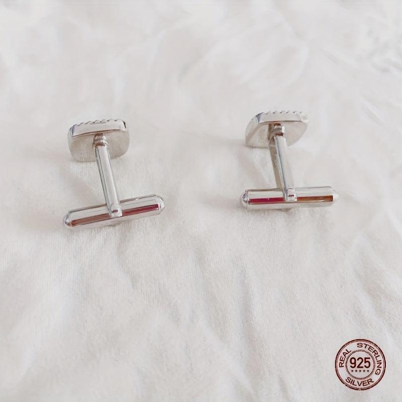 925 Silver Button Cufflinks Zirconia Shirt Cufflinks Versatile Accessories