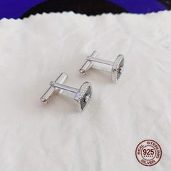 925 Silver Button Cufflinks Zirconia Shirt Cufflinks Versatile Accessories