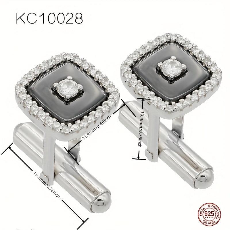 925 Silver Button Cufflinks Zirconia Shirt Cufflinks Versatile Accessories