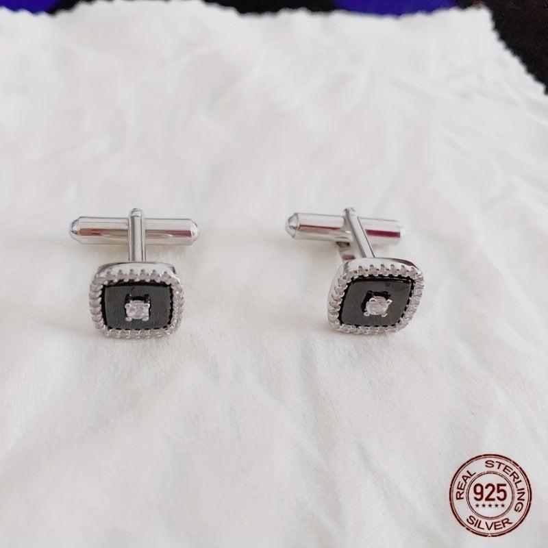 925 Silver Button Cufflinks Zirconia Shirt Cufflinks Versatile Accessories