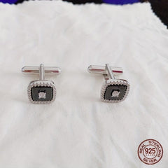 925 Silver Button Cufflinks Zirconia Shirt Cufflinks Versatile Accessories