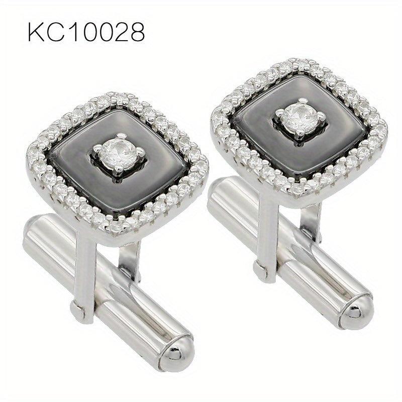 925 Silver Button Cufflinks Zirconia Shirt Cufflinks Versatile Accessories