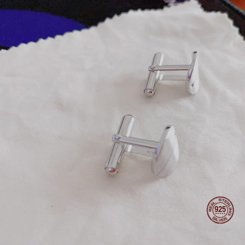 S925 Men's Cufflinks Oval Curved Style Sleeve Buttons