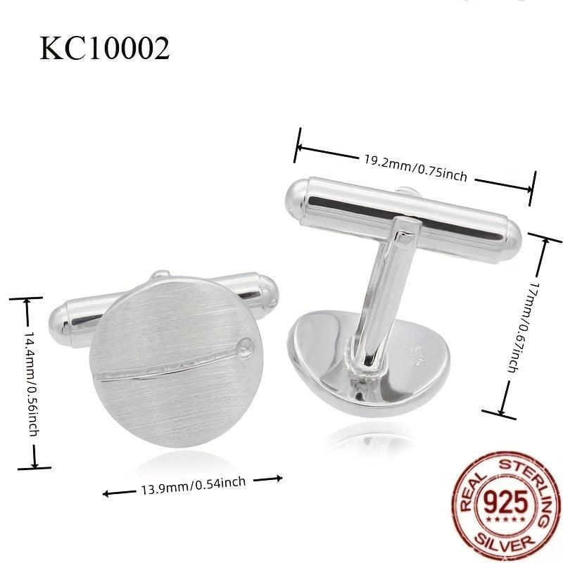 S925 Men's Cufflinks Oval Curved Style Sleeve Buttons