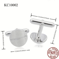 S925 Men's Cufflinks Oval Curved Style Sleeve Buttons