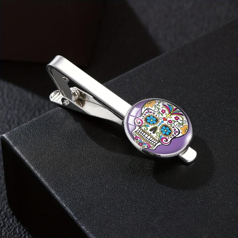 Steampunk Sugar Skull Tie Clip French Shirt Buckle