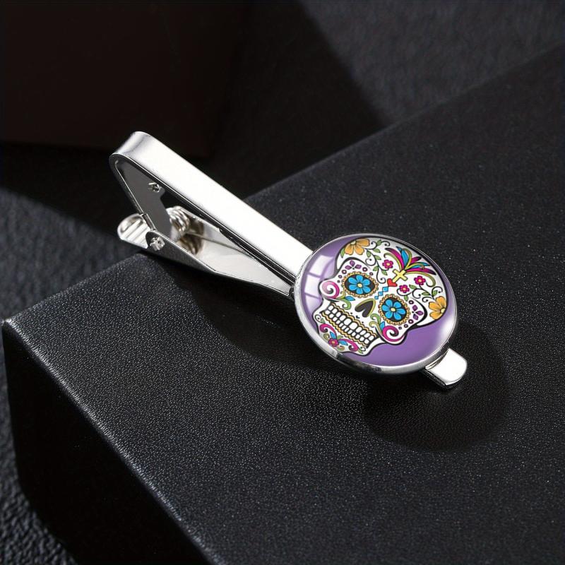 Steampunk Sugar Skull Tie Clip French Shirt Buckle